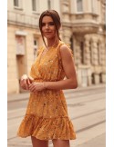 Delicate mustard floral dress PR3187 - Online store - Boutique